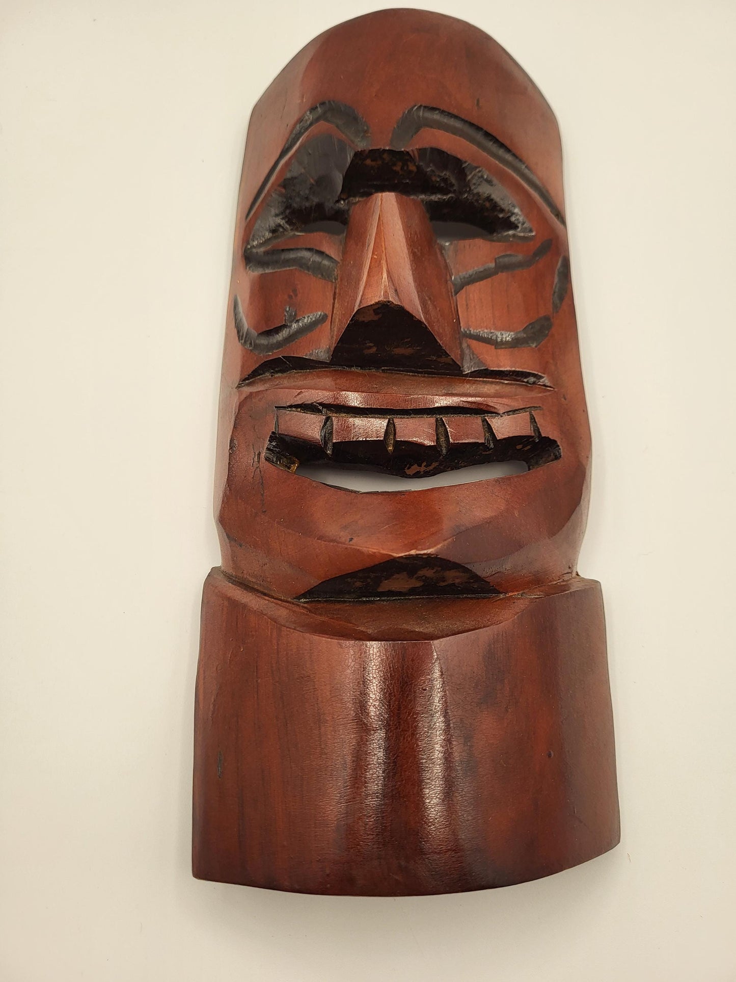 Vintage Mid Century Hawaiian Tiki Mask Hand Carved Wood