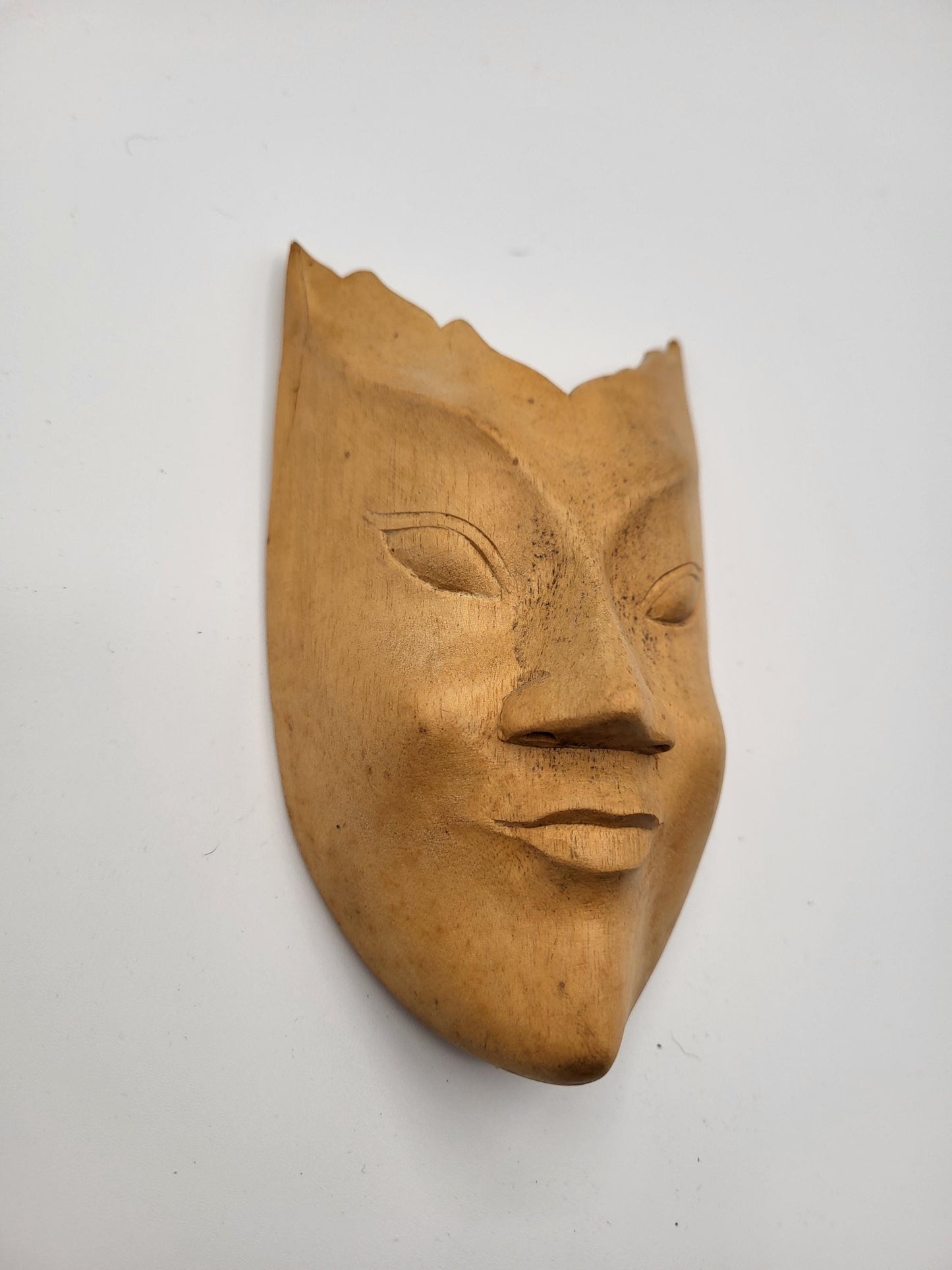 Vintage Bali Hibiscus Wood hand carved mask.