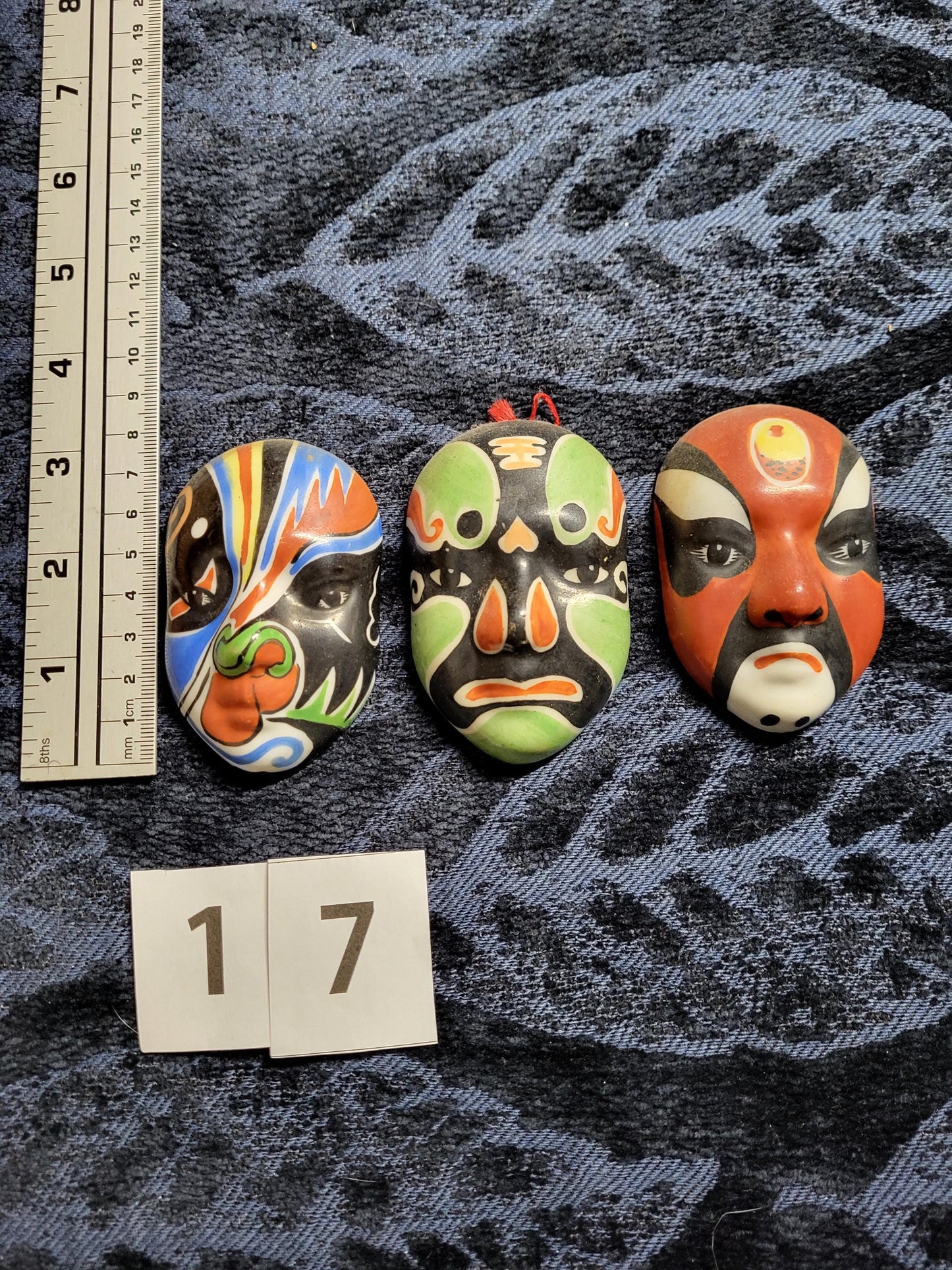 Small ceramic vintage masks. Could be Chinese or Japanese.