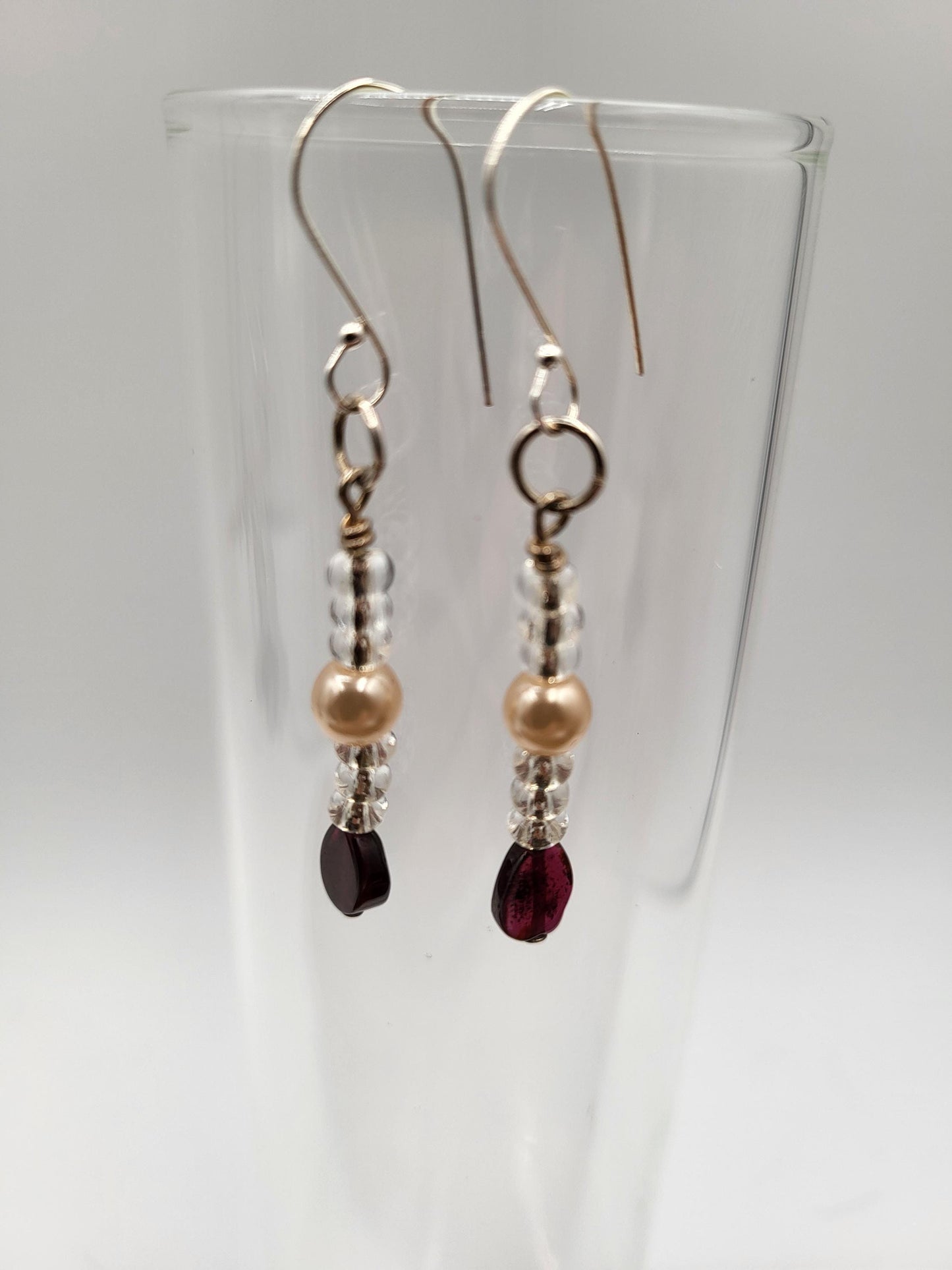 Garnet and Fresh Water Pearl Earrings and Necklace Set