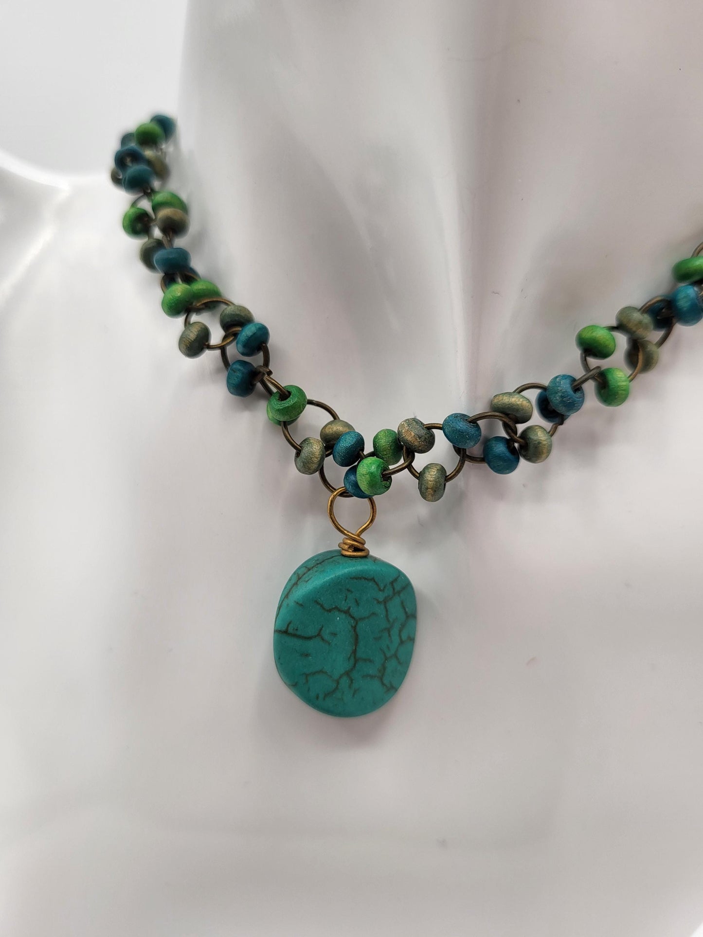 Turquoise and Wood Necklace