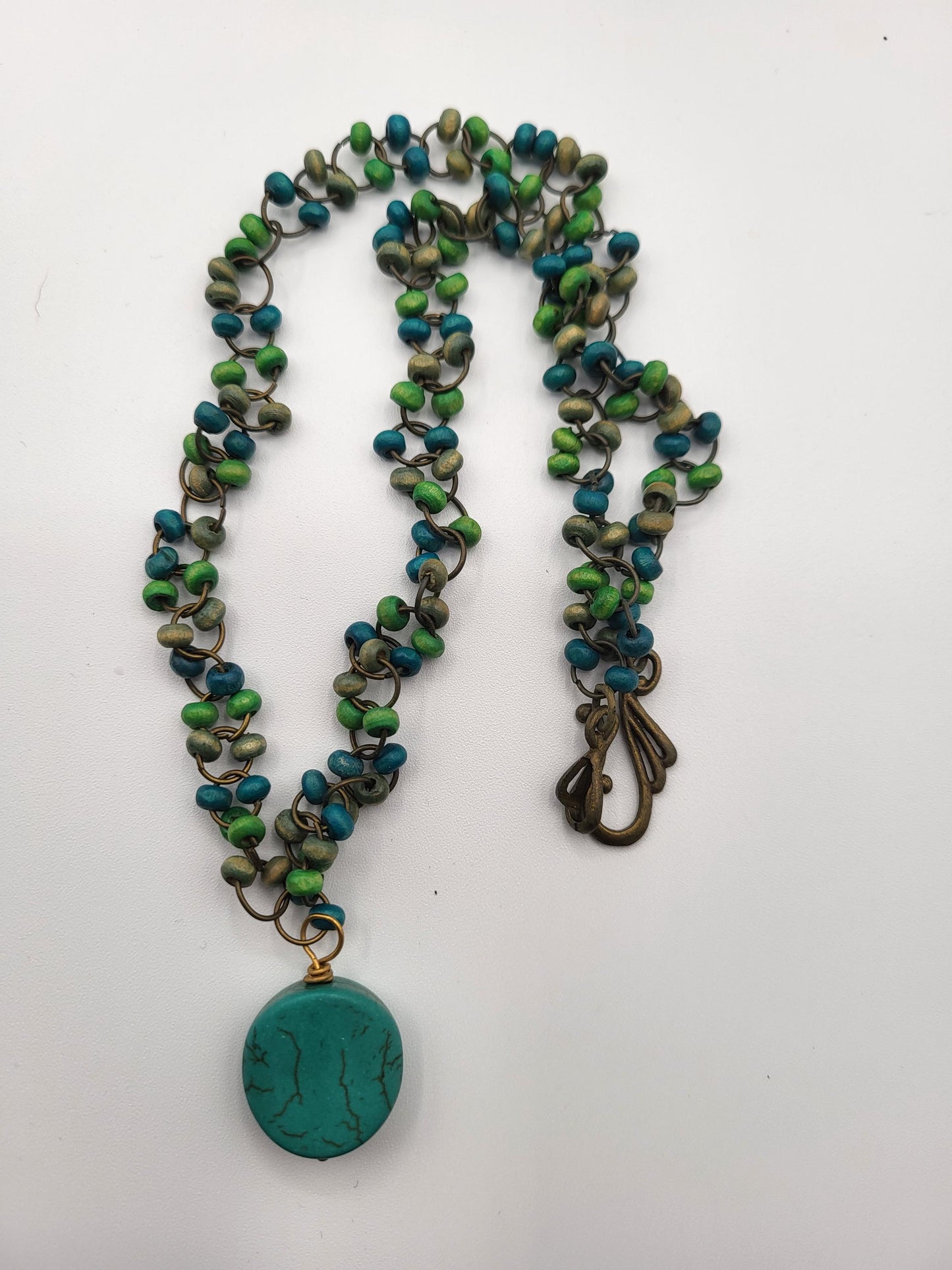 Turquoise and Wood Necklace