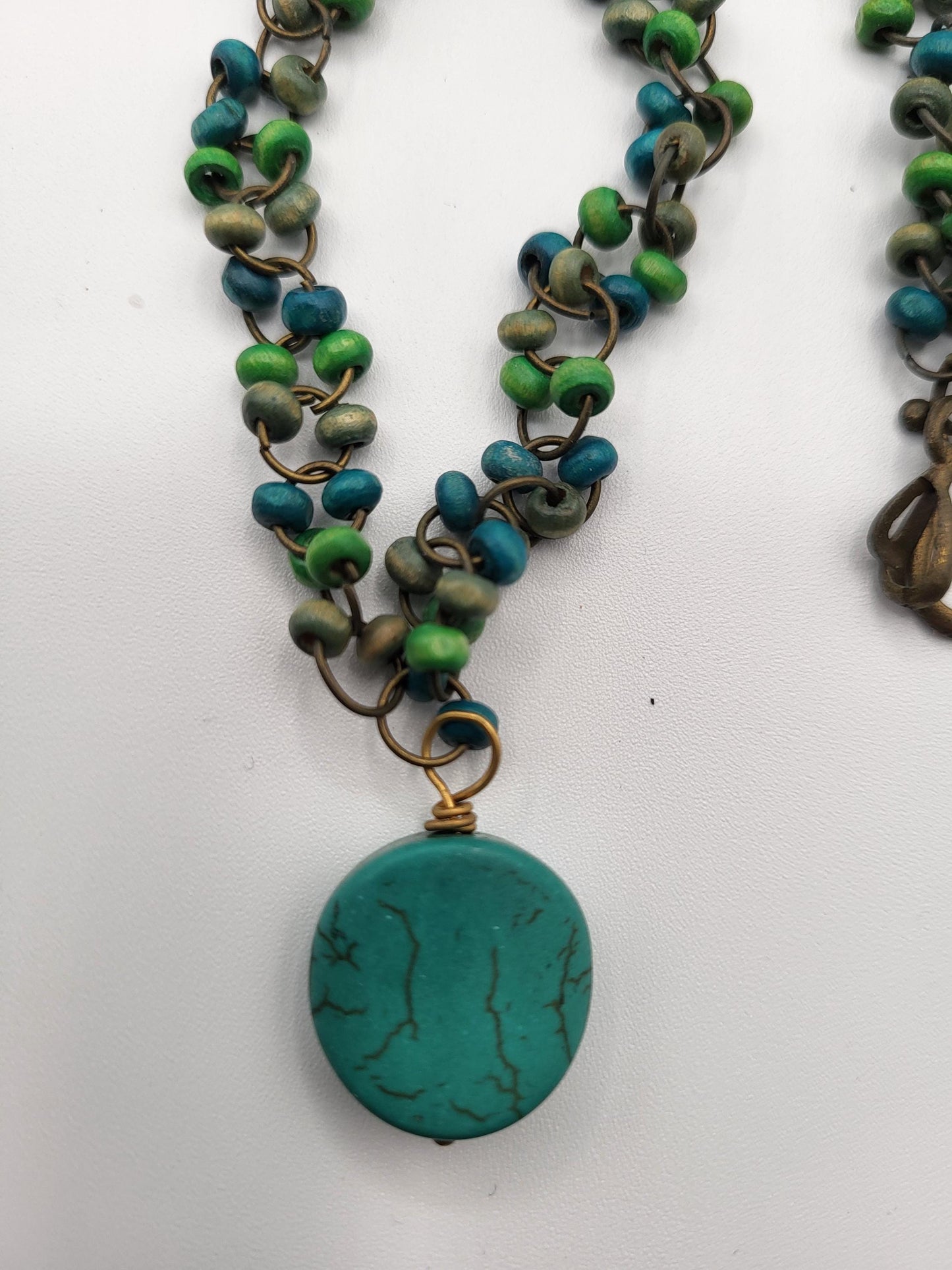 Turquoise and Wood Necklace