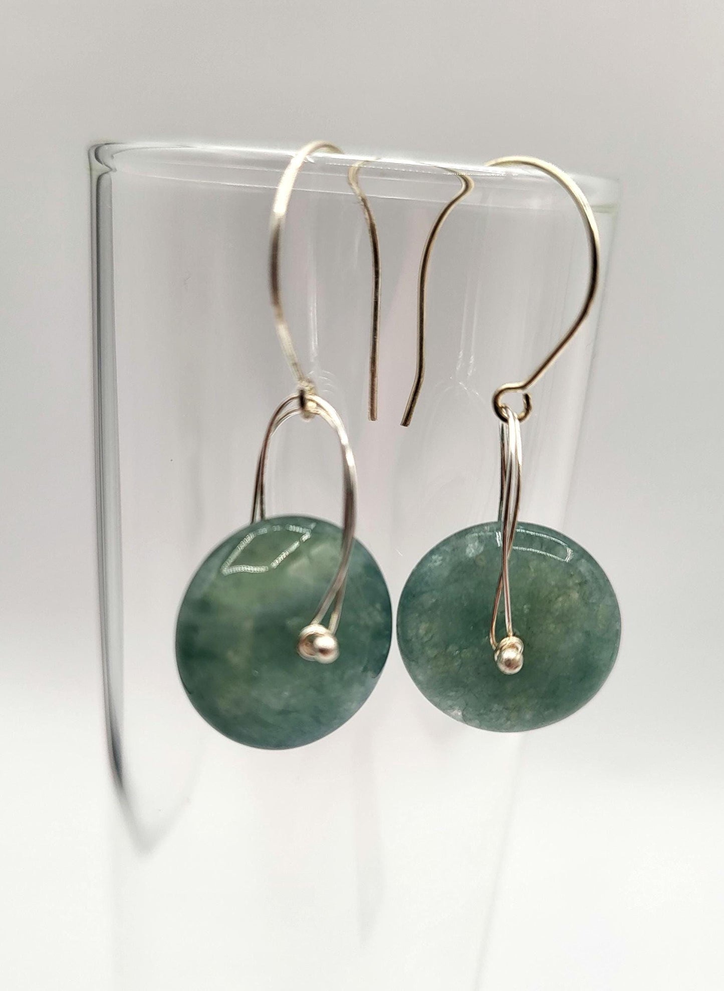 Aventurine and Silver Wheel Earrings