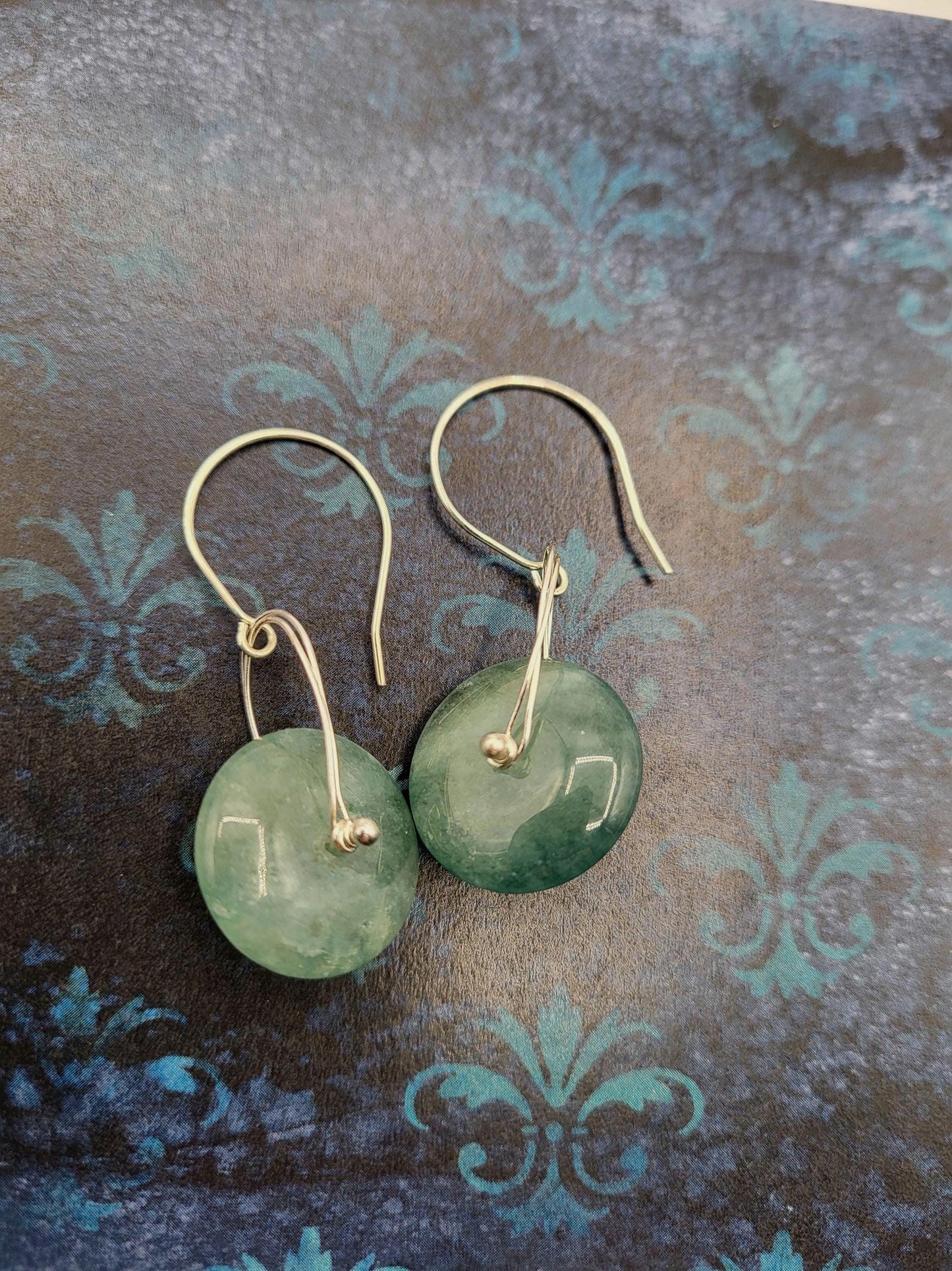 Aventurine and Silver Wheel Earrings