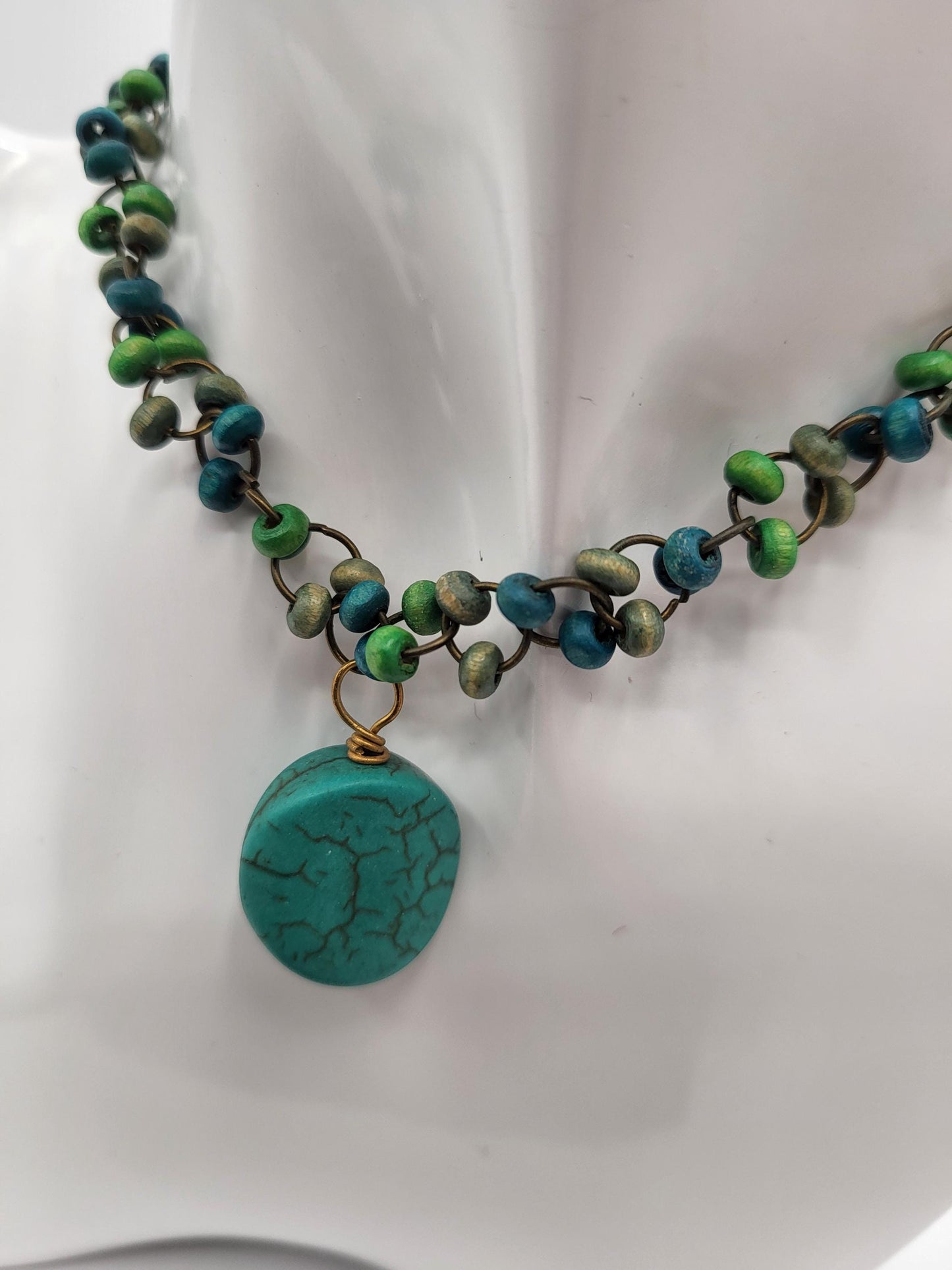 Turquoise and Wood Necklace