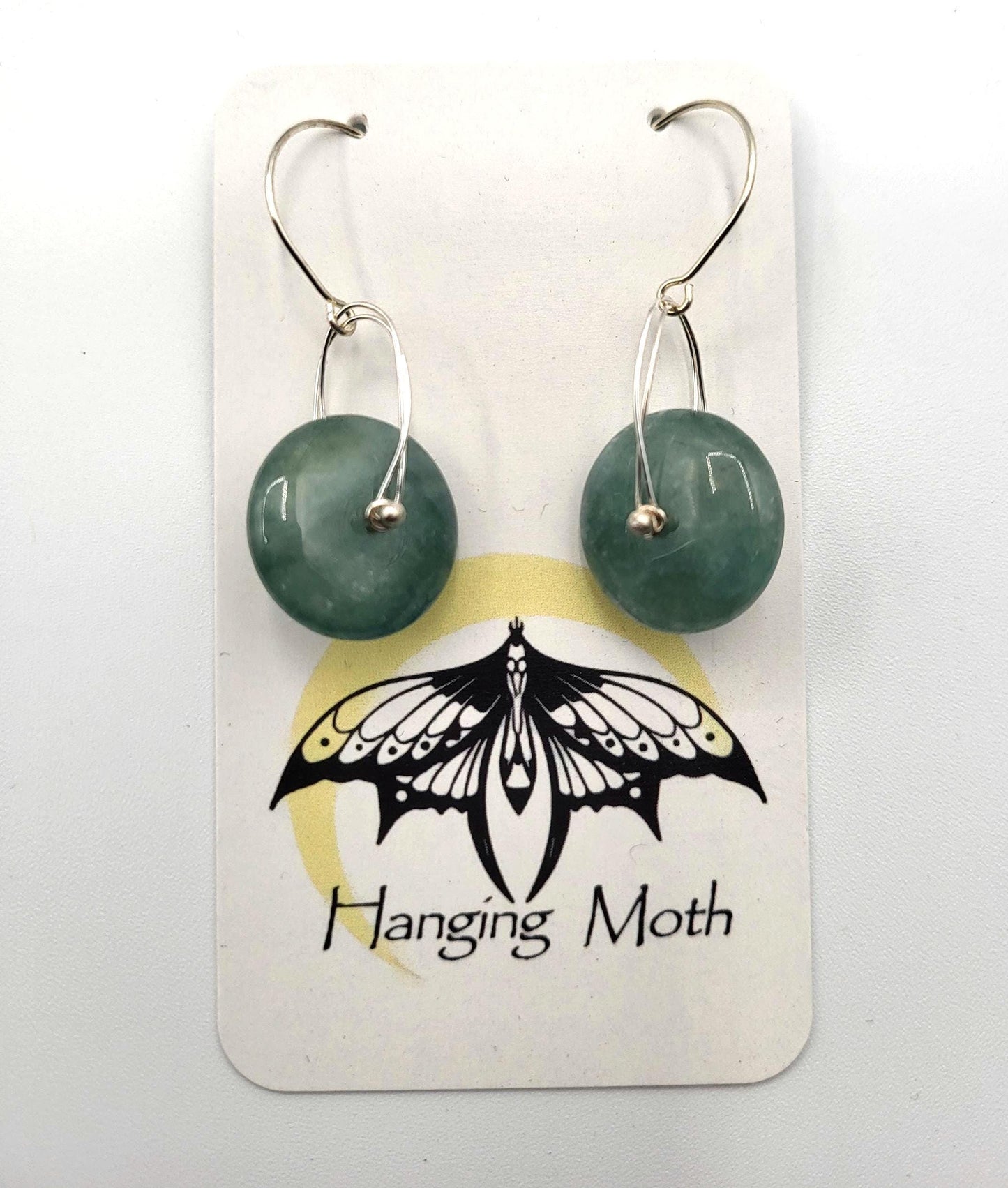 Aventurine and Silver Wheel Earrings