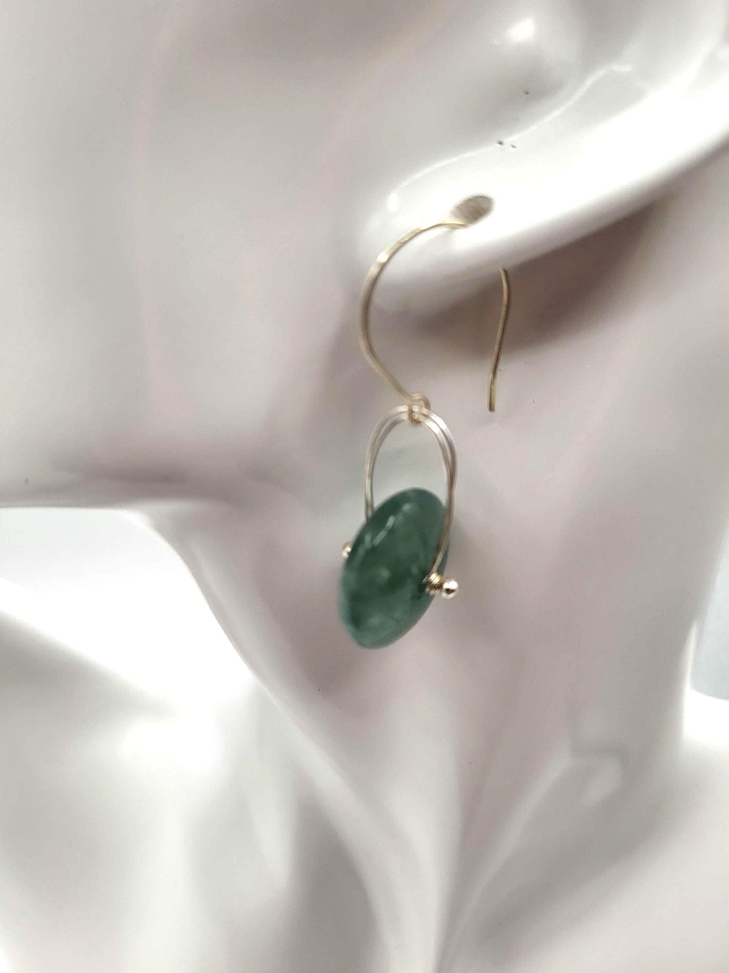 Aventurine and Silver Wheel Earrings