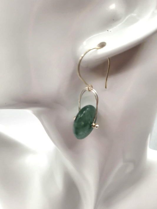 Aventurine and Silver Wheel Earrings