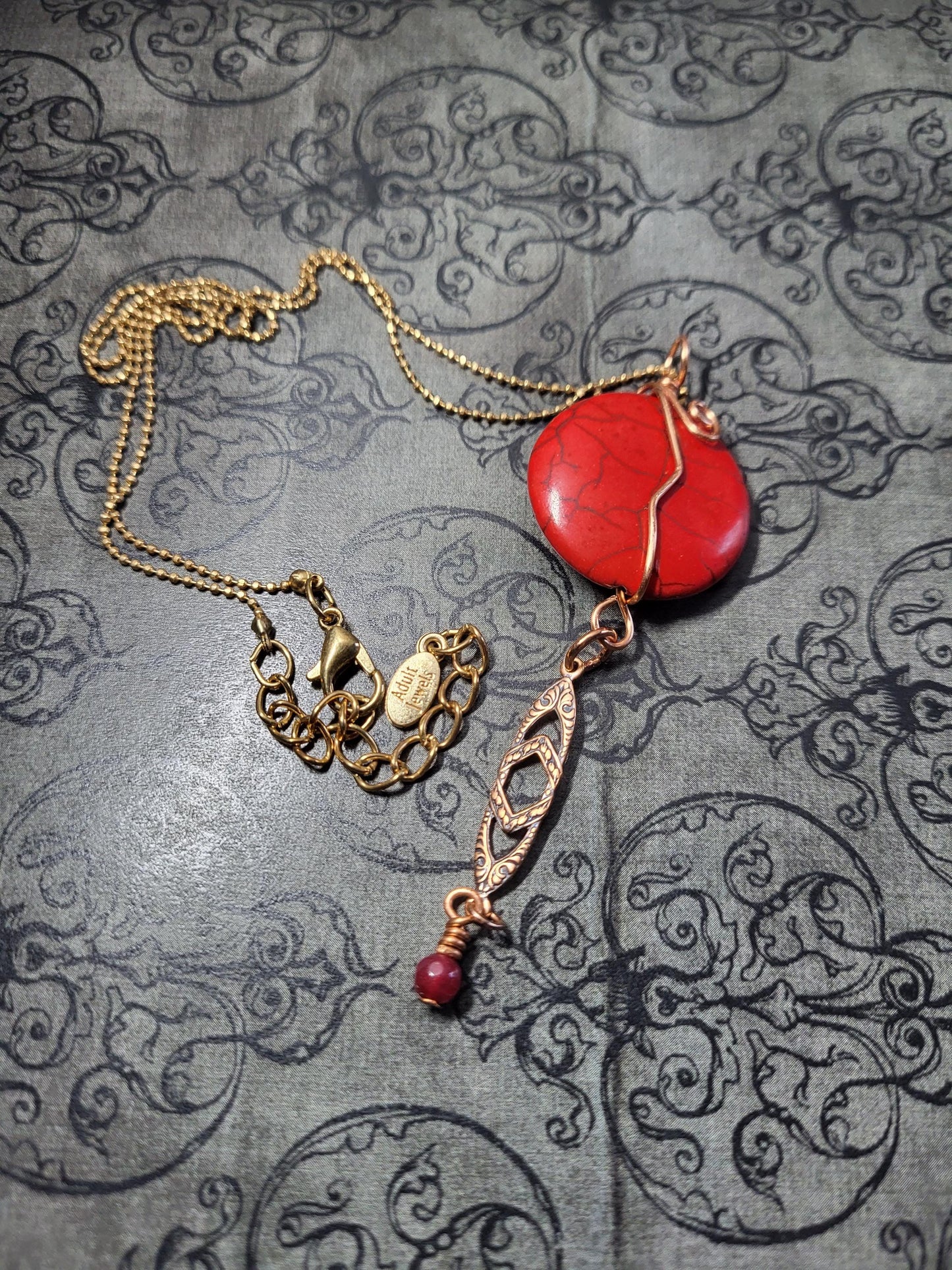 Red Jasper and Copper Pendant Necklace