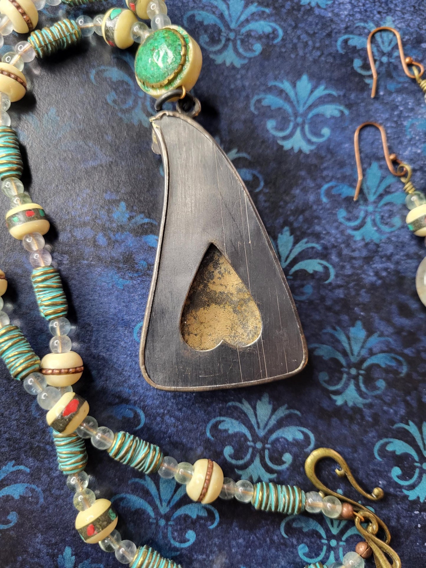 Thai Buddha Amulet Pendant Earrings and Necklace Set