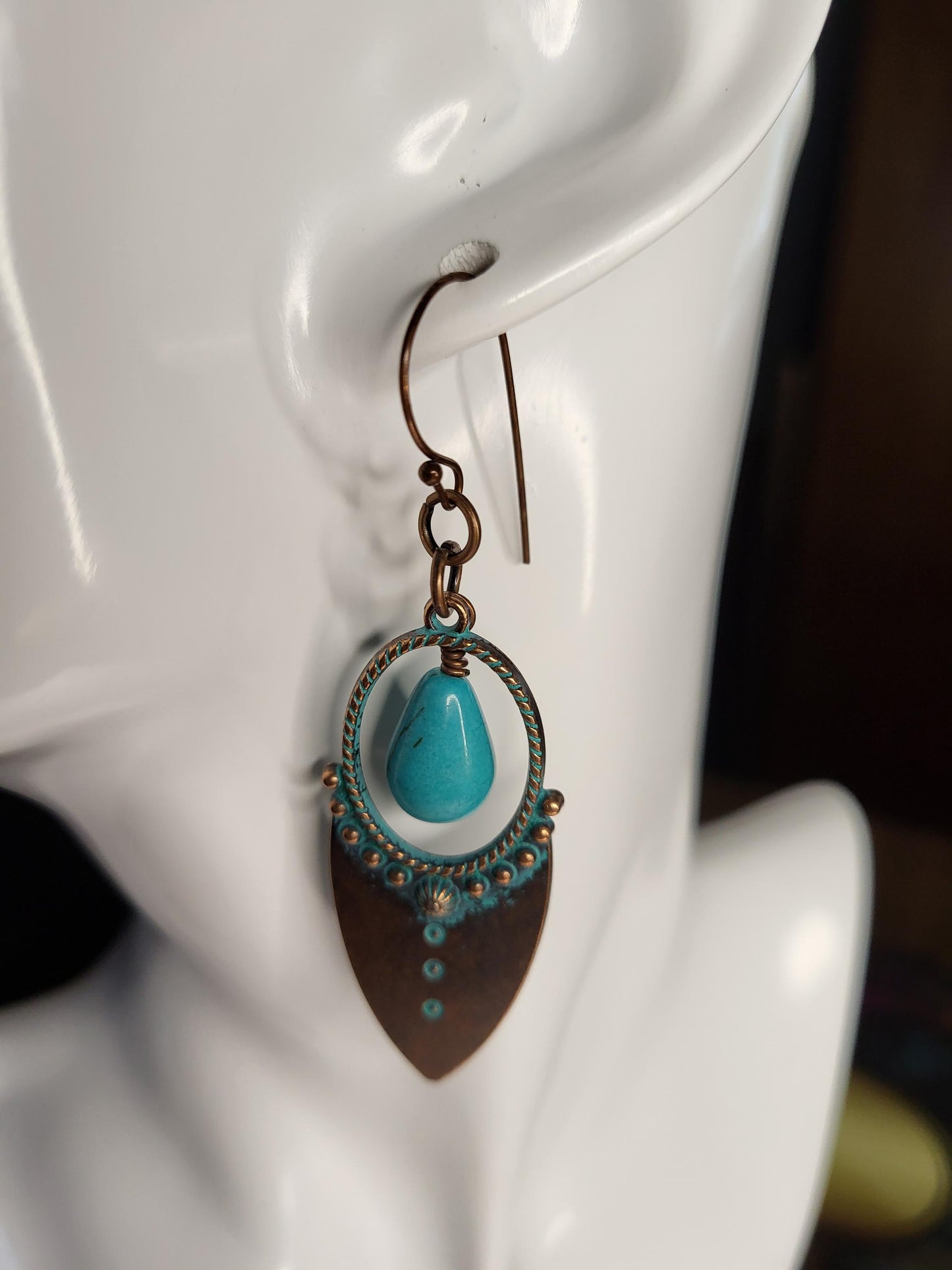 Turquoise and Copper Drop Earrings