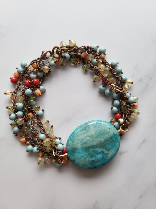 Amazonite and multiple stone beaded Bracelet Handmade
