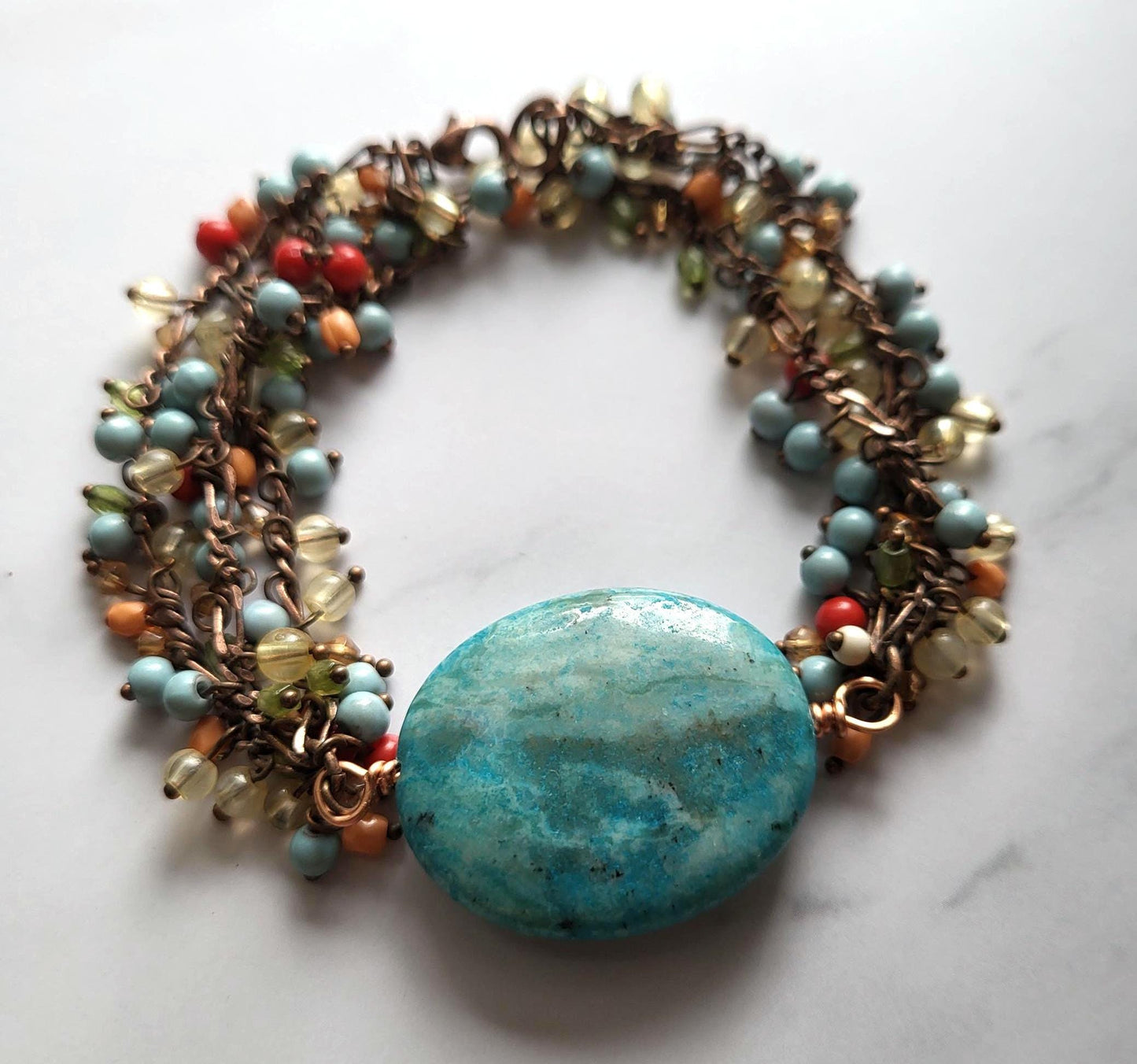 Amazonite and multiple stone beaded Bracelet Handmade