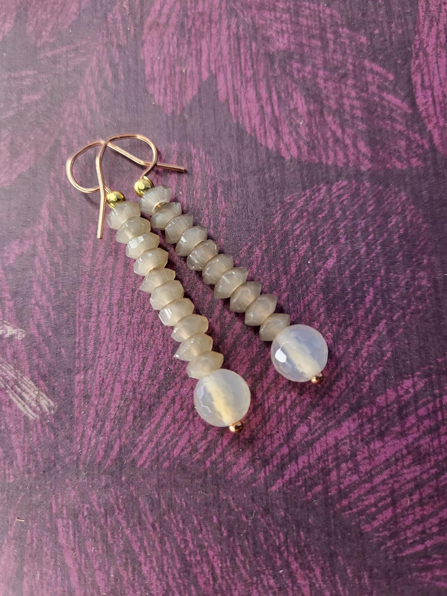 Smokey Quartz and Agate Earrings