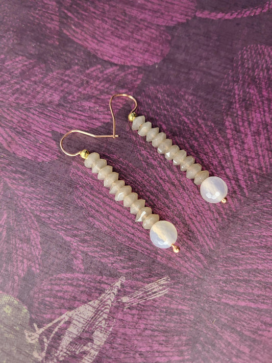 Smokey Quartz and Agate Earrings