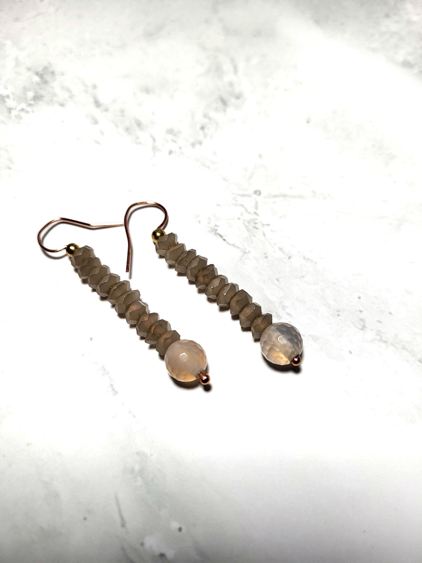 Smokey Quartz and Agate Earrings