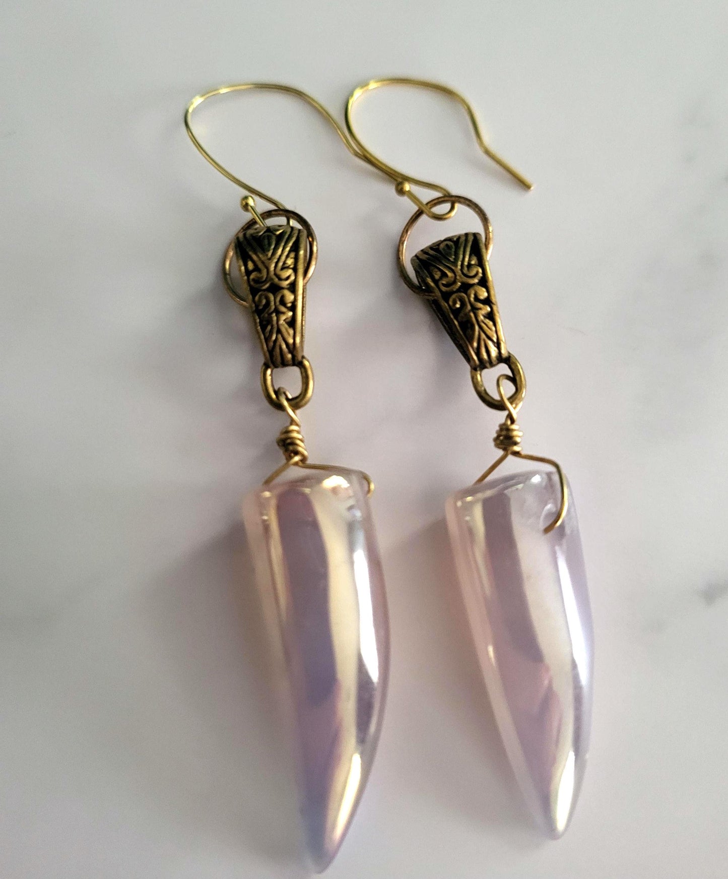 Sharks Tooth Agate Earrings Handmade