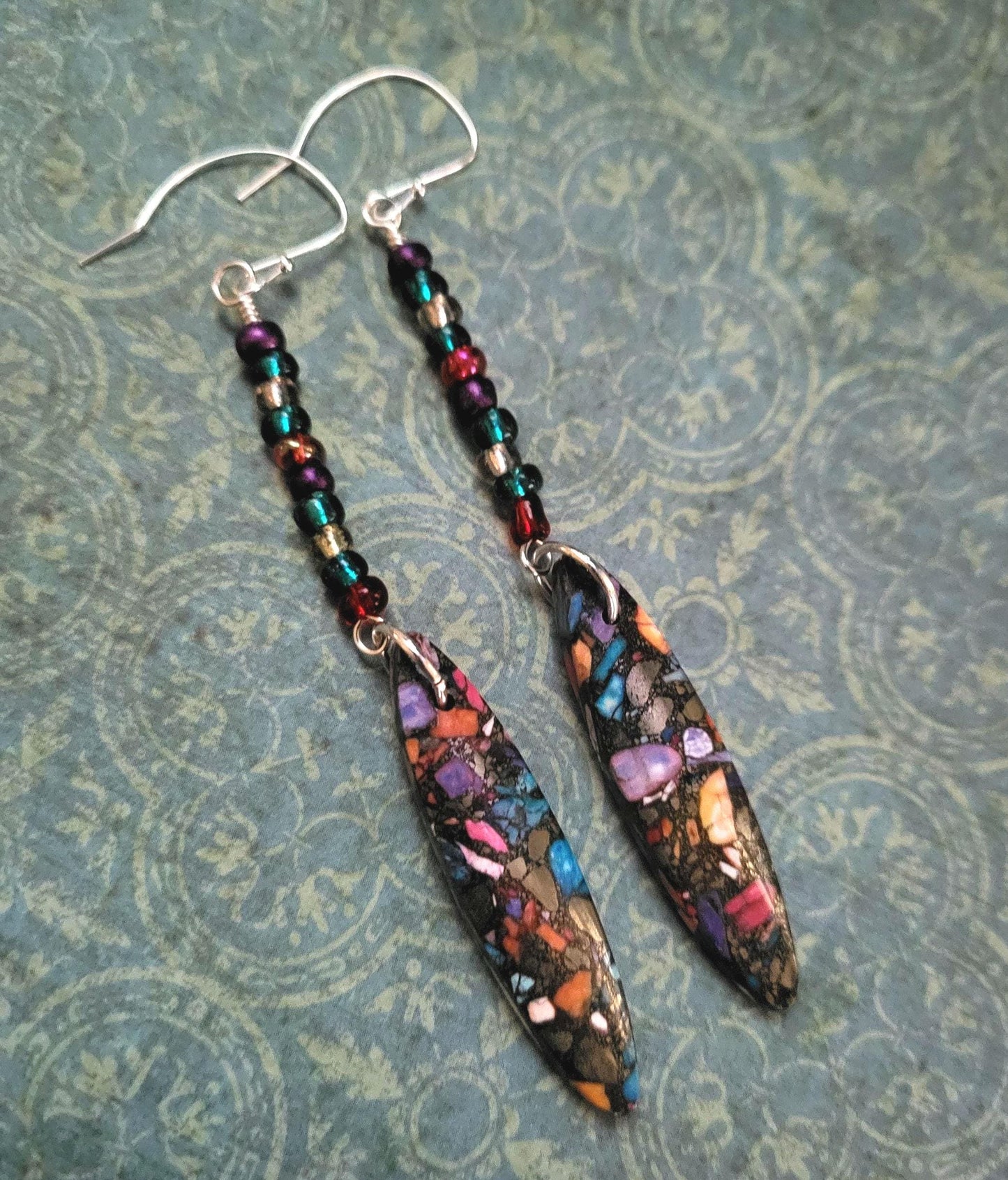 Imperial Jasper and Sterling Silver Drop Earrings
