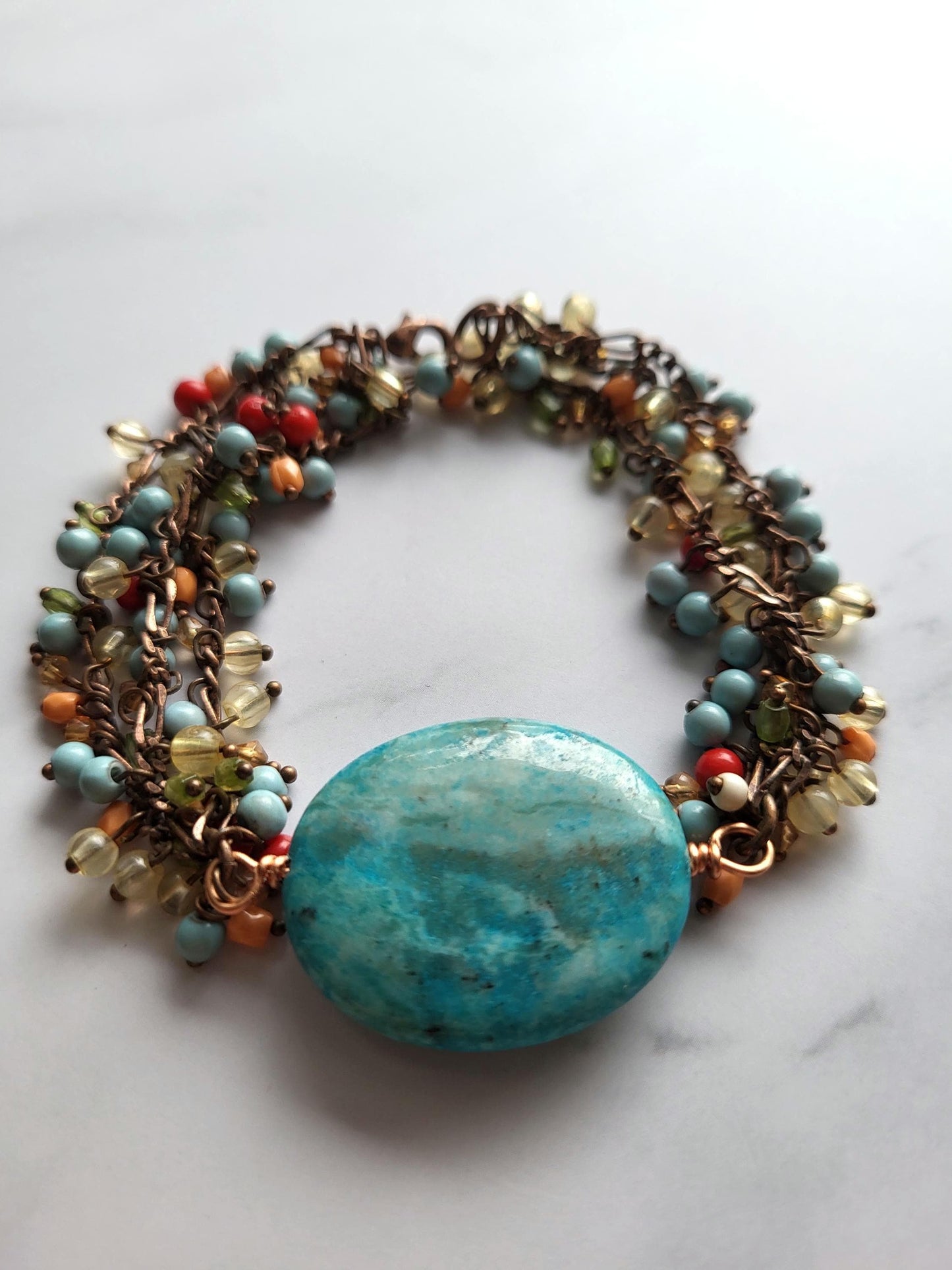 Amazonite and multiple stone beaded Bracelet Handmade