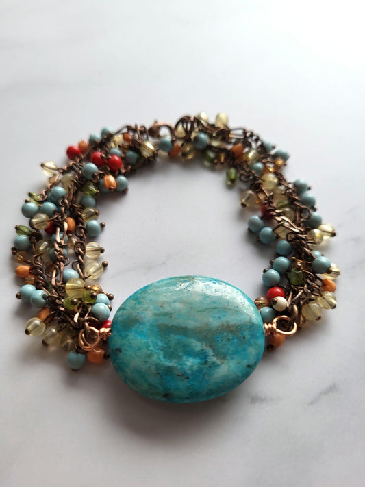 Amazonite and multiple stone beaded Bracelet Handmade