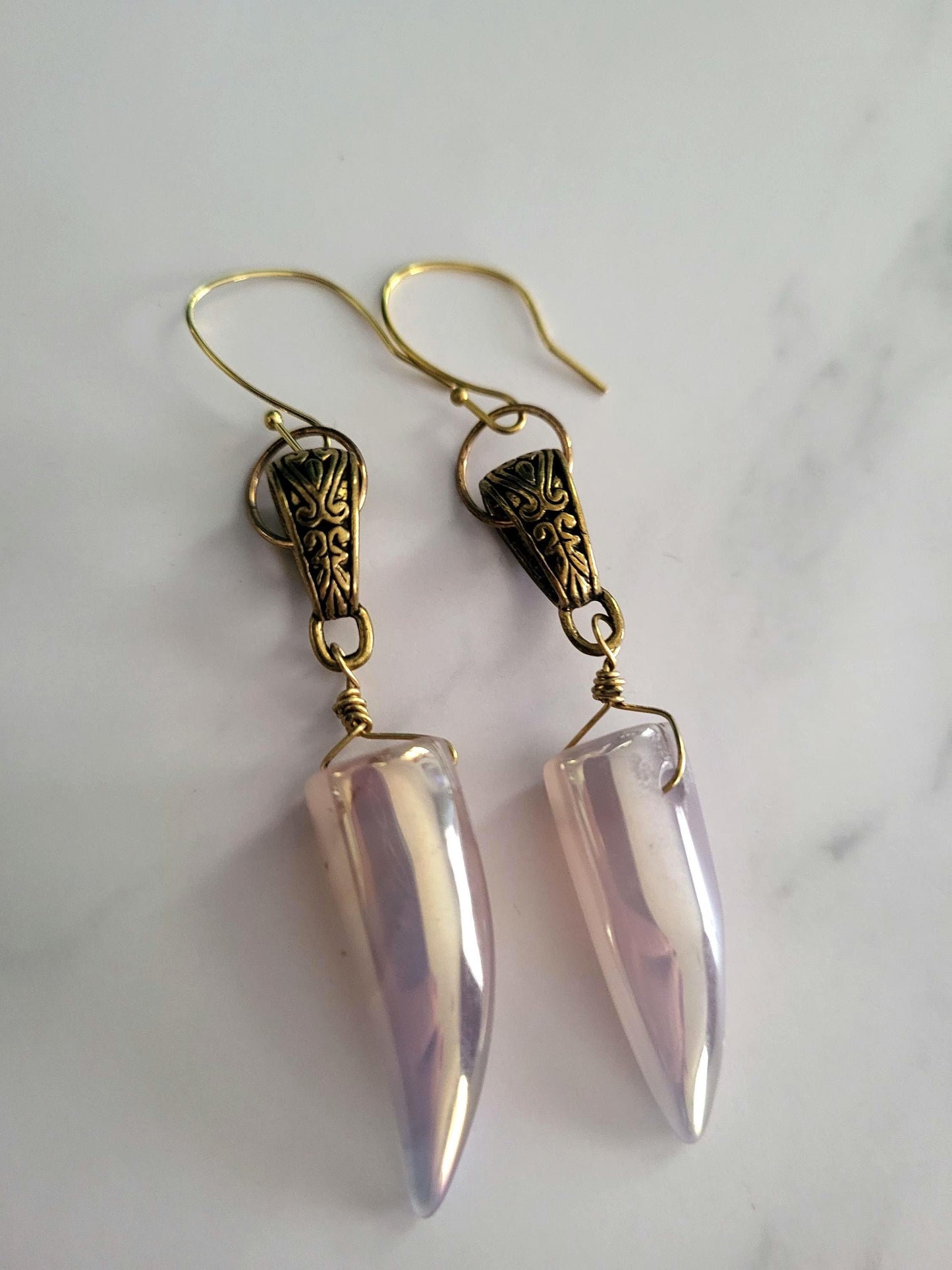 Sharks Tooth Agate Earrings Handmade