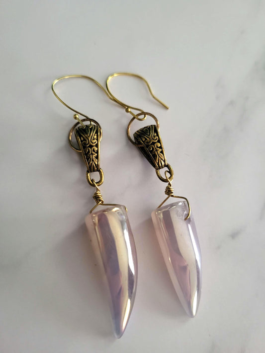 Sharks Tooth Agate Earrings Handmade