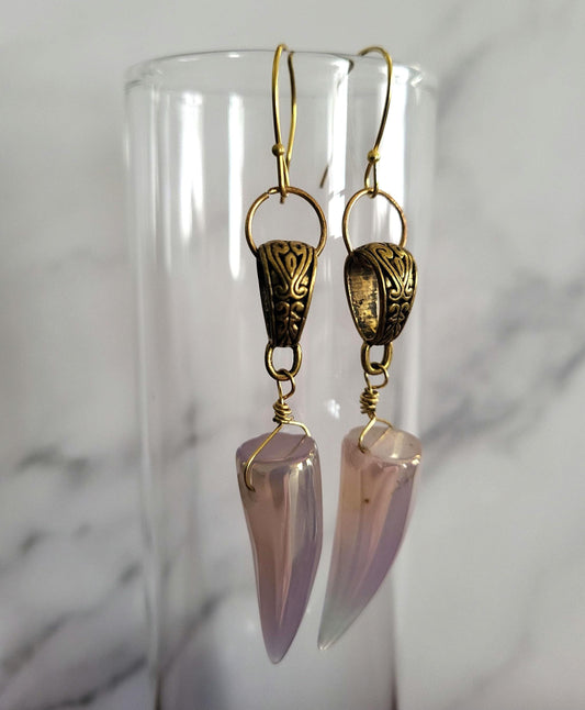 Sharks Tooth Agate Earrings Handmade