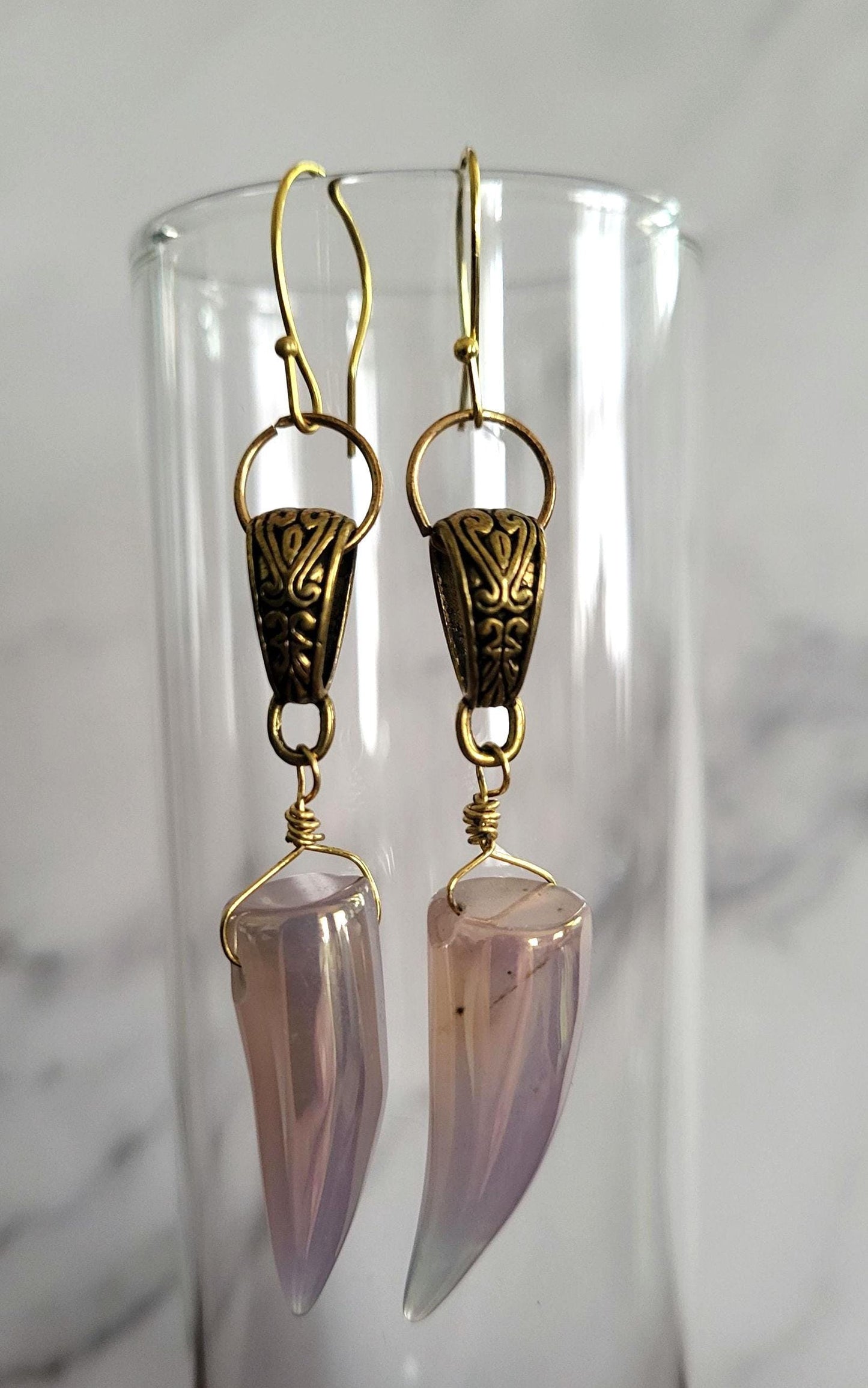 Sharks Tooth Agate Earrings Handmade